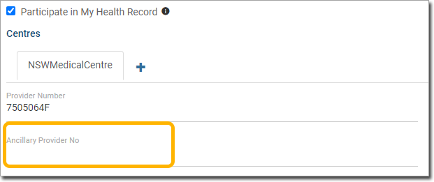 Account Details Helix Ancillary Provider Field