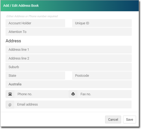 Add New Address Panel