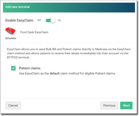Add New Terminal - Enable EasyClaim