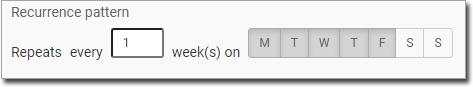 Example Recurrence Pattern for Pracitioner Timetable