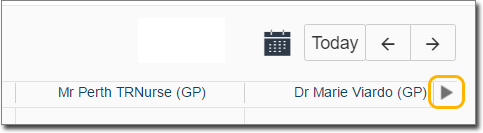 Right arrow highlighted in appointment book