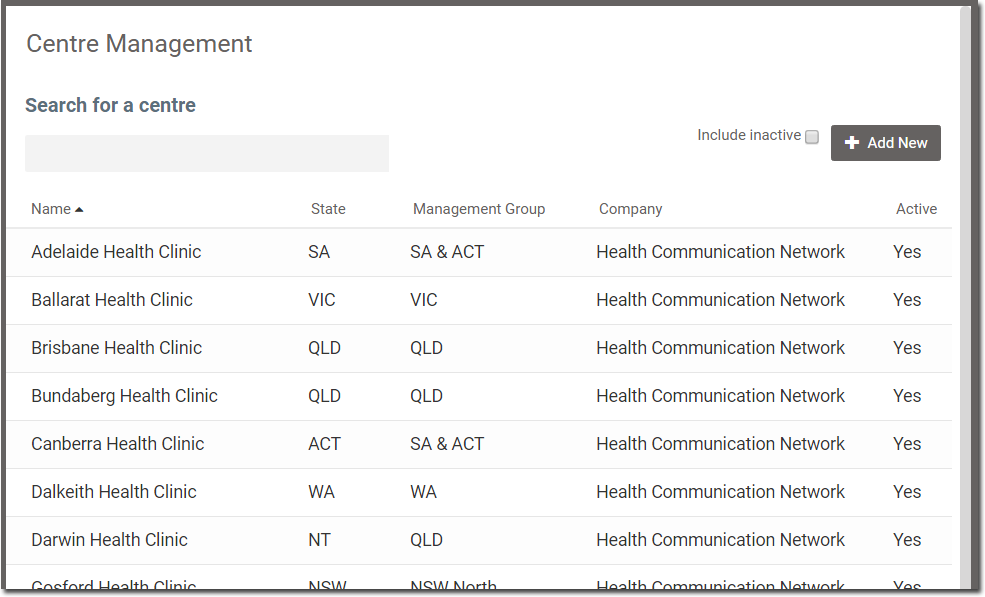 Centre Management - Window