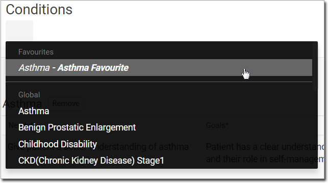 Example condition favourite