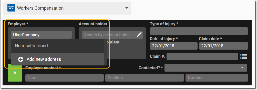 Example of adding a new recipient to the Practice Management address book