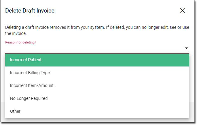 Delete Draft Invoice -Panel