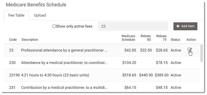 Medicare Benefits Schedule - add new fee