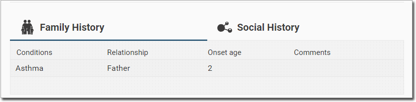 Example Family & Social History in the Health Summary