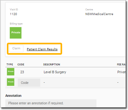 Patient Claim Results Link