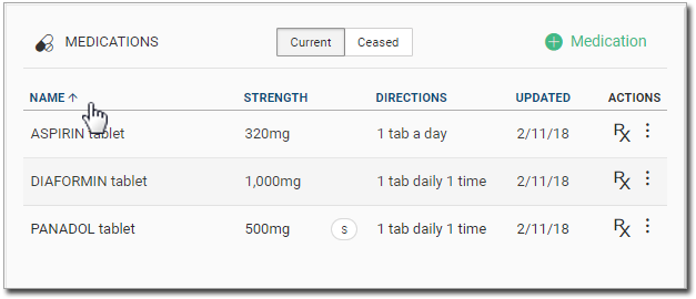 Short-term & regular medciations in the Health Summary