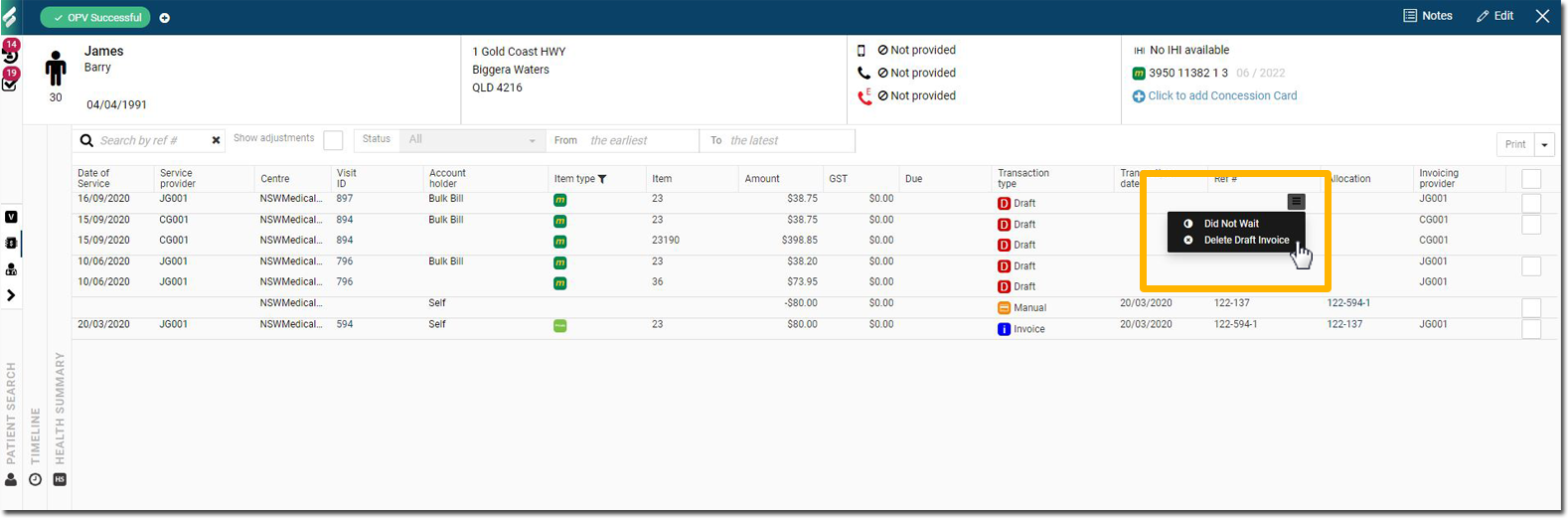 List -Delete Draft Invoice