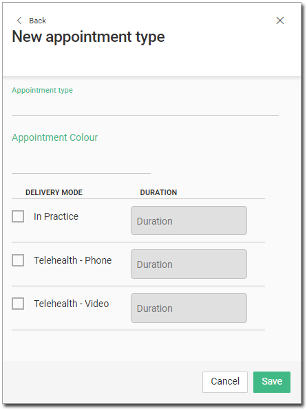 New Appointment Type Panel