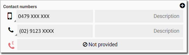 Patient contact numbers