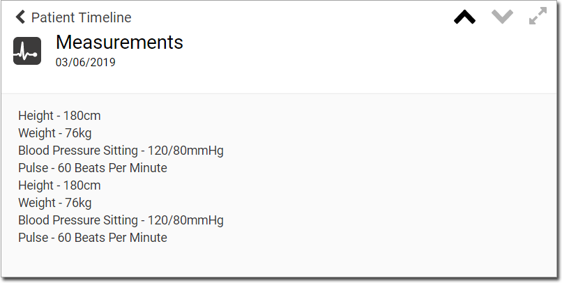 Example measurements in the timeline