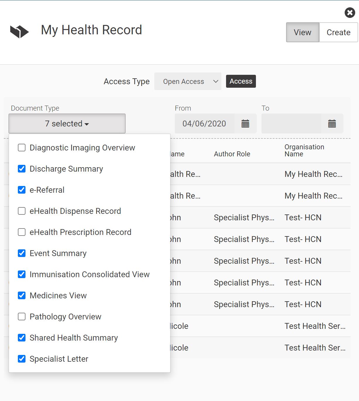 My Health Record example