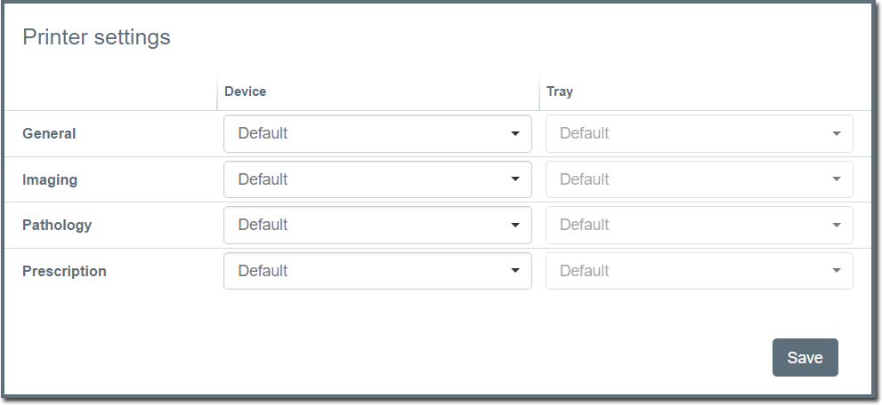 Example Printer Settings