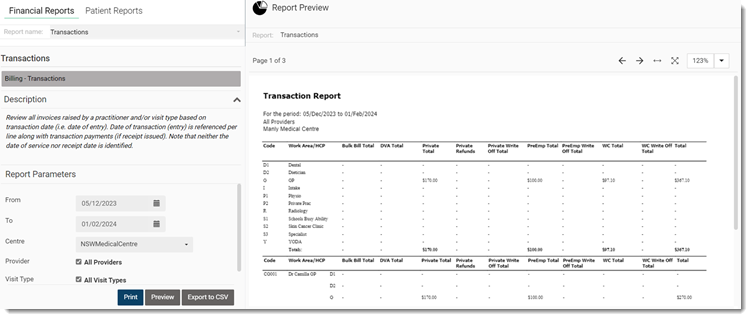 Report Preview Example