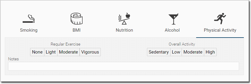 Example Physical Activity fields