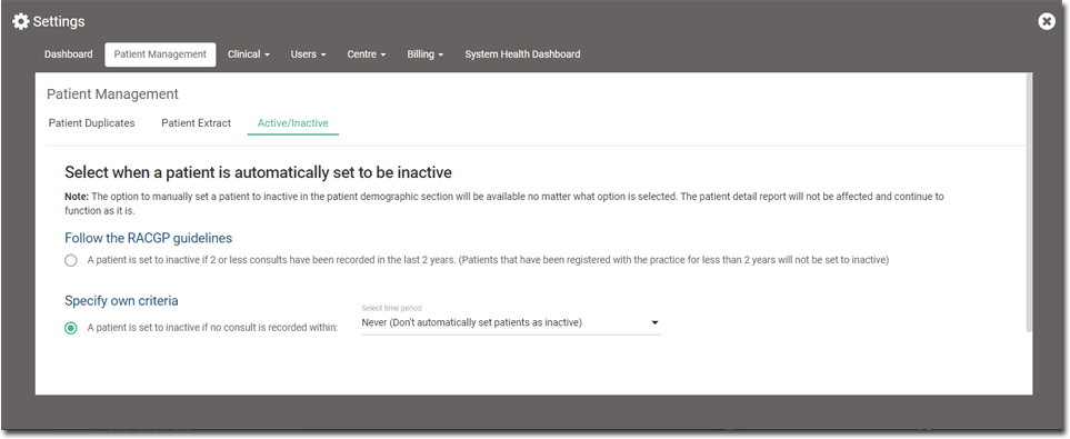 Example Patient Status Rules