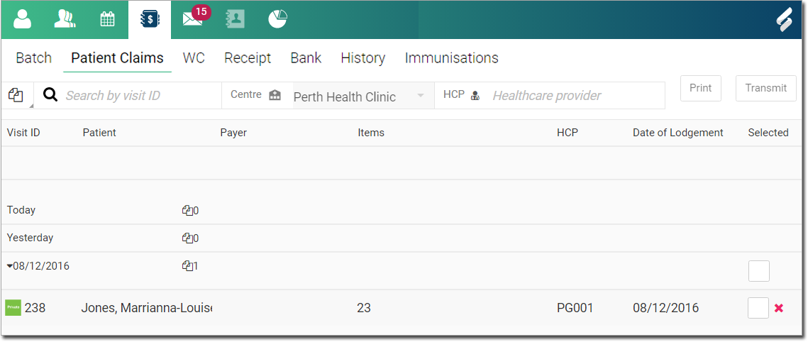 Select the claims - Example