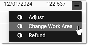 Change work area for a patient's receipts