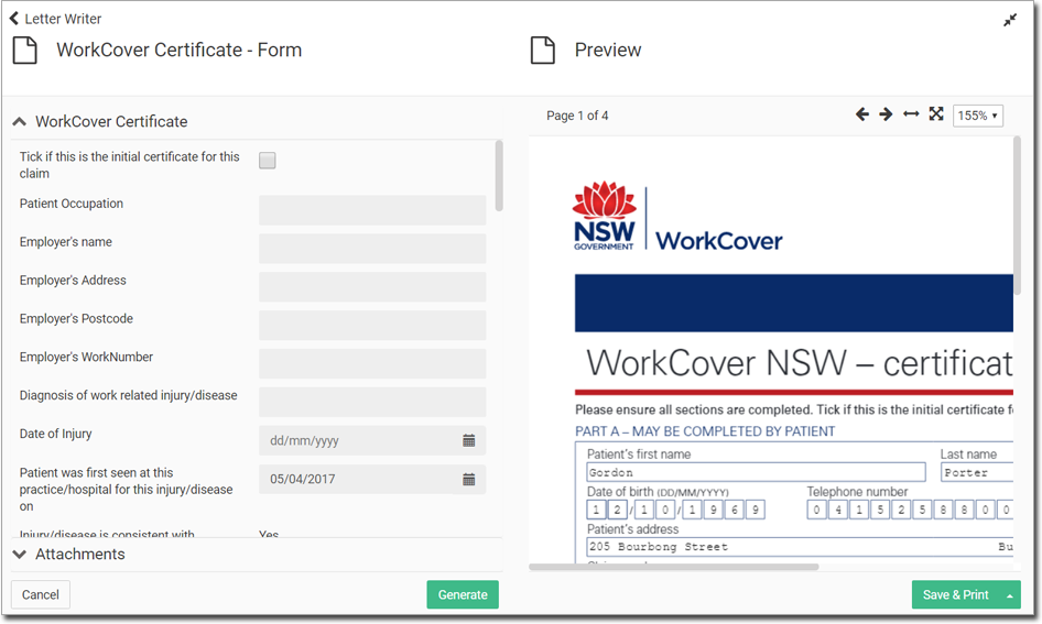 Example work cover certifcate layout