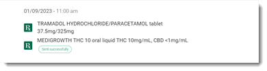 Example ePrescription in the timeline