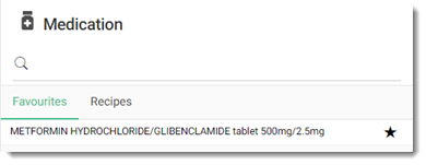 Example Medication History and Drug Recipe tab