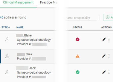 Example migrated clinical addresses