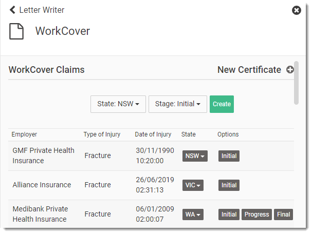 Example work cover certificates